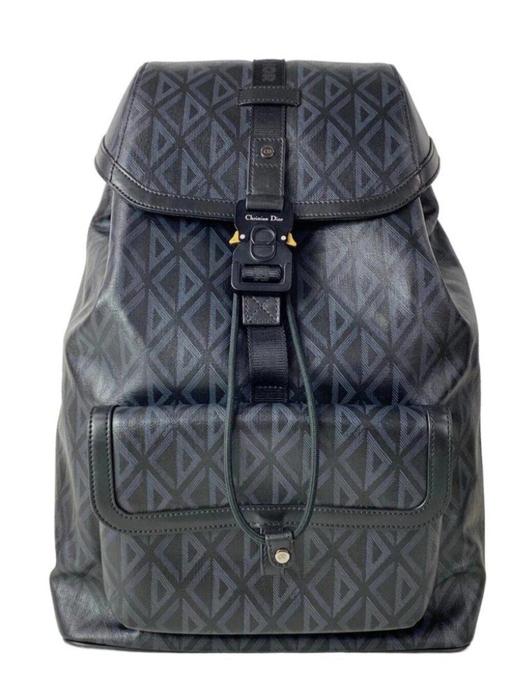 DIOR/ChristianDior HIT THE ROAD Black Navy PVC Hardware Backpack